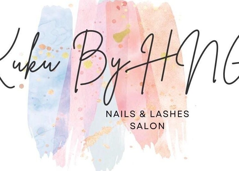 KUKU BY HNG BEAUTY SALON logo with pastel watercolor splashes, Manila, Metro Manila, PH.