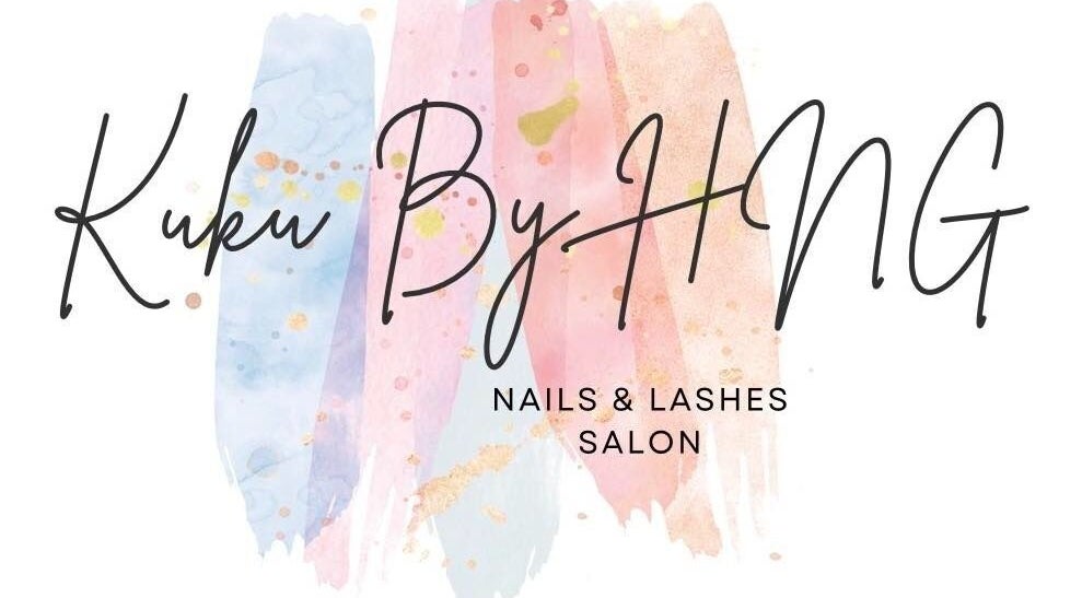 KUKU BY HNG BEAUTY SALON logo with pastel watercolor splashes, Manila, Metro Manila, PH.