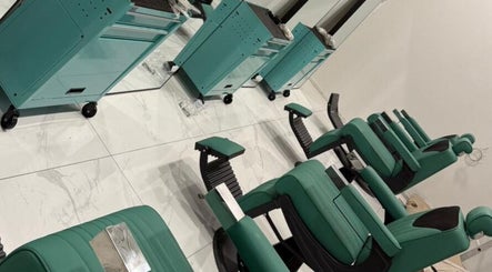 Modern styling chairs and stations at Tsek Hair Studio, Opfikon, Zürich, CH, highlighting sleek salon design.