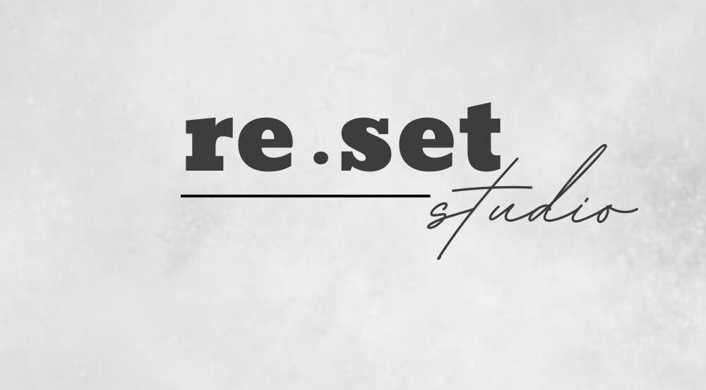 re.set studio logo design with elegant font in Mount Edgecombe, Kwazulu-natal, ZA.