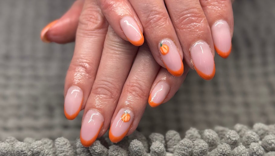 Tangerine French manicure at Beauty by Chloe Louise, Castlewellan, Northern Ireland, GB.