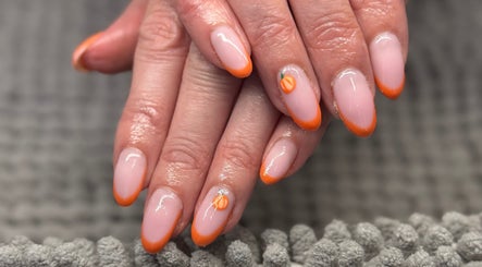 Tangerine French manicure at Beauty by Chloe Louise, Castlewellan, Northern Ireland, GB.