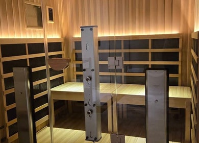 Luxurious sauna at Skin & Scalp, Mississauga, Ontario, CA, offering relaxation and wellness.