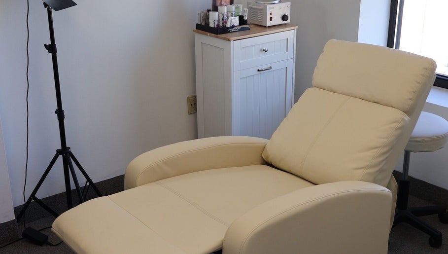 Comfortable recliner chair at Bymilauryss, New Brunswick, New Jersey, US, offering a soothing wellness experience.
