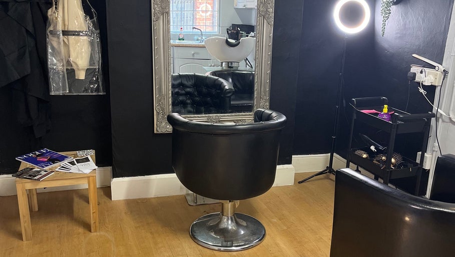 Chic styling chair at Hair by Elisa Salvatore, Kettering, England, GB. Perfect for hair transformations.