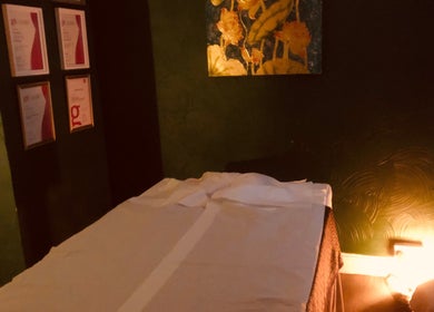 Cozy massage room at Ann’s Thai Massage, March, England, GB, with a soothing ambience and relaxing decor.
