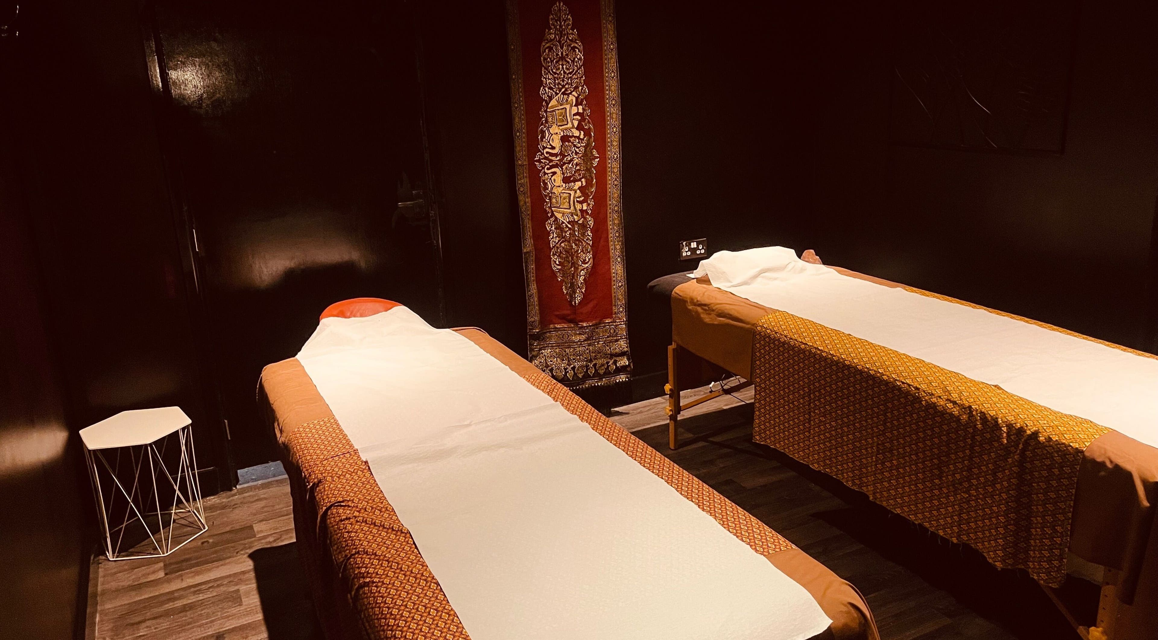 Massage beds in tranquil setting at Ann’s Thai Massage in March, England, GB.