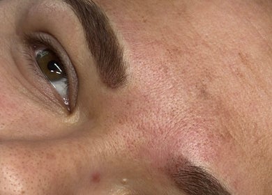 Close-up of expertly done brows at Js Semi Permanent Make Up By Jodie, Sturry, England, GB.
