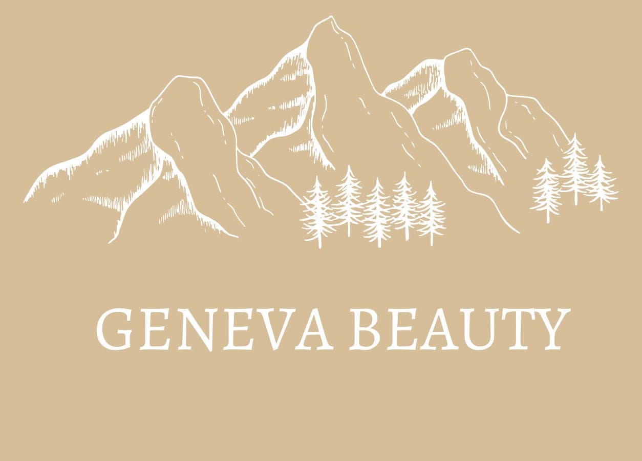 Geneva Beauty logo featuring mountain illustration in Weymouth, England, GB.