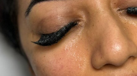 Close-up of eyelash extensions at Charlotte Elizabeth Tattoos, Tarporley, England, GB, showcasing expert artistry.