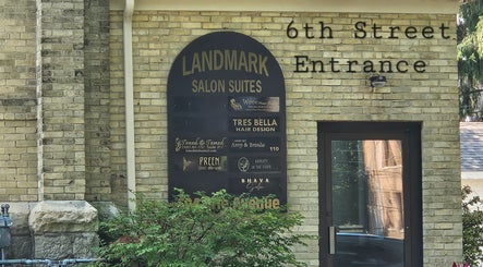 Landmark Salon Suites entrance near Arkham Hair, 6th Street, Sheboygan, Wisconsin, US.
