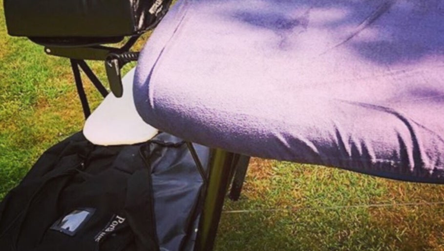 Massage table setup at Bodyspec Jesmond, Newcastle upon Tyne, England, GB, showcasing wellness in nature.