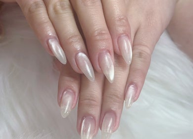 Beautiful nails with a pearly finish from Lotus Leaf Beauty Salon in Melbourne, Victoria, AU.