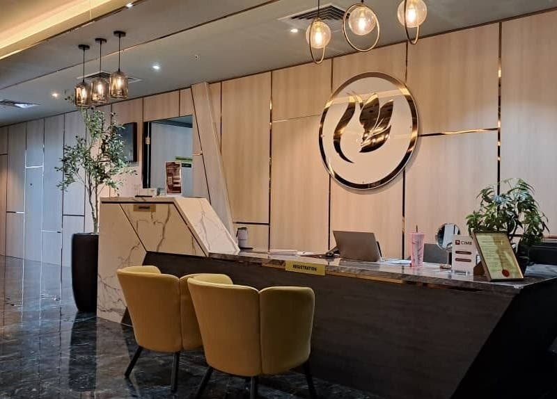Lindo Clinic reception with modern decor in Kuala Lumpur, Wilayah Persekutuan Kuala Lumpur, MY.