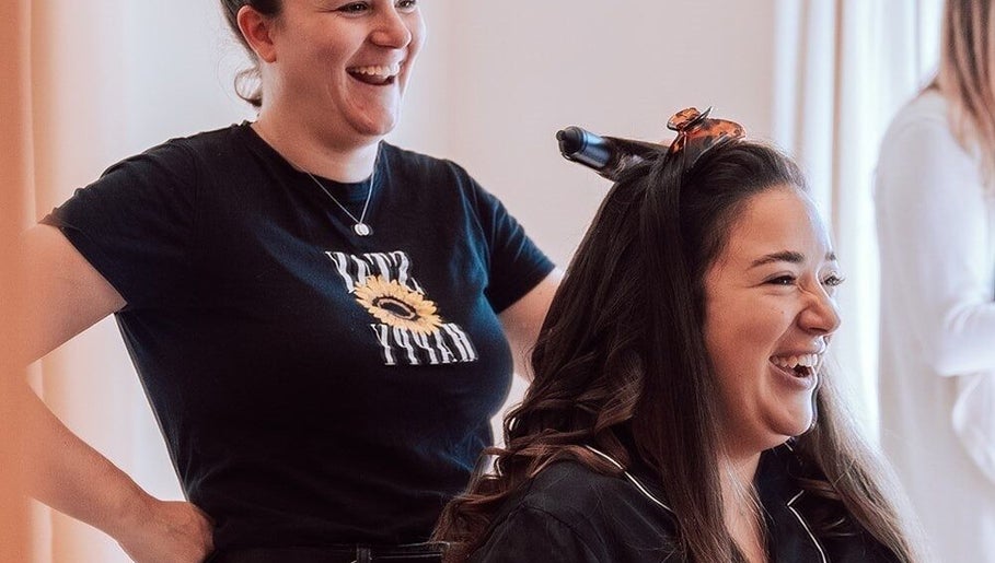 Happy client receiving hairstyling at The Healing Head Spa by Amiee Lauren Hairdressing, Leighton Buzzard, England, GB.