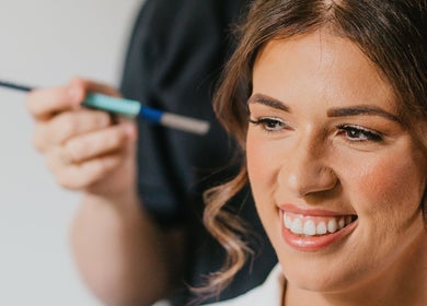 Woman enjoying hair styling at The Healing Head Spa by Amiee Lauren Hairdressing, Leighton Buzzard, England.