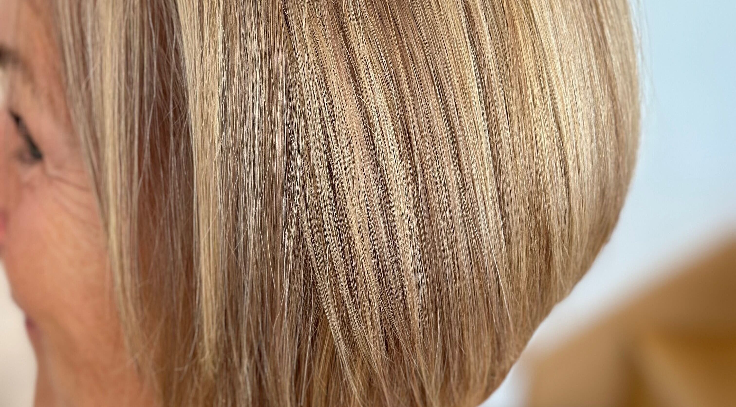 Blonde bob hairstyle at Chez Lucy English Hairdresser in Fayence, Provence-alpes-côte D'azur, FR.