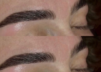 Expertly shaped eyebrows showcased at Brows By Liv, Worthing, England, GB, highlighting exceptional brow artistry.