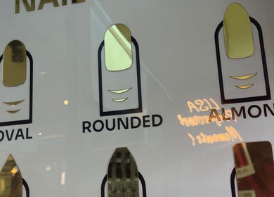 Display of nail shapes at Nail Studio By Wafaa Matar in Zalqa, Mount Lebanon Governorate, LB.