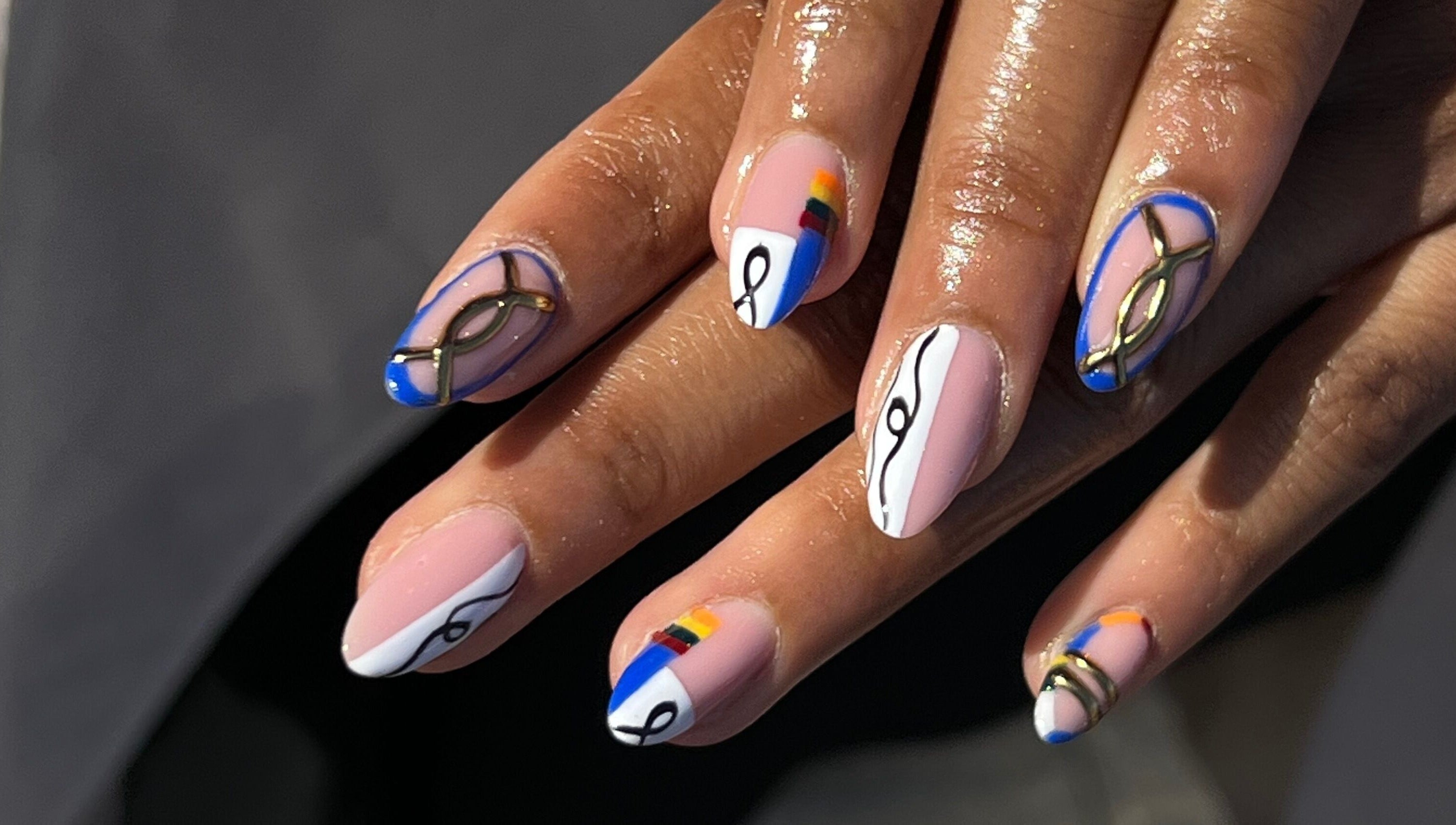 Colorful artistic nail design at ChristianShS, Stockport, England, GB.