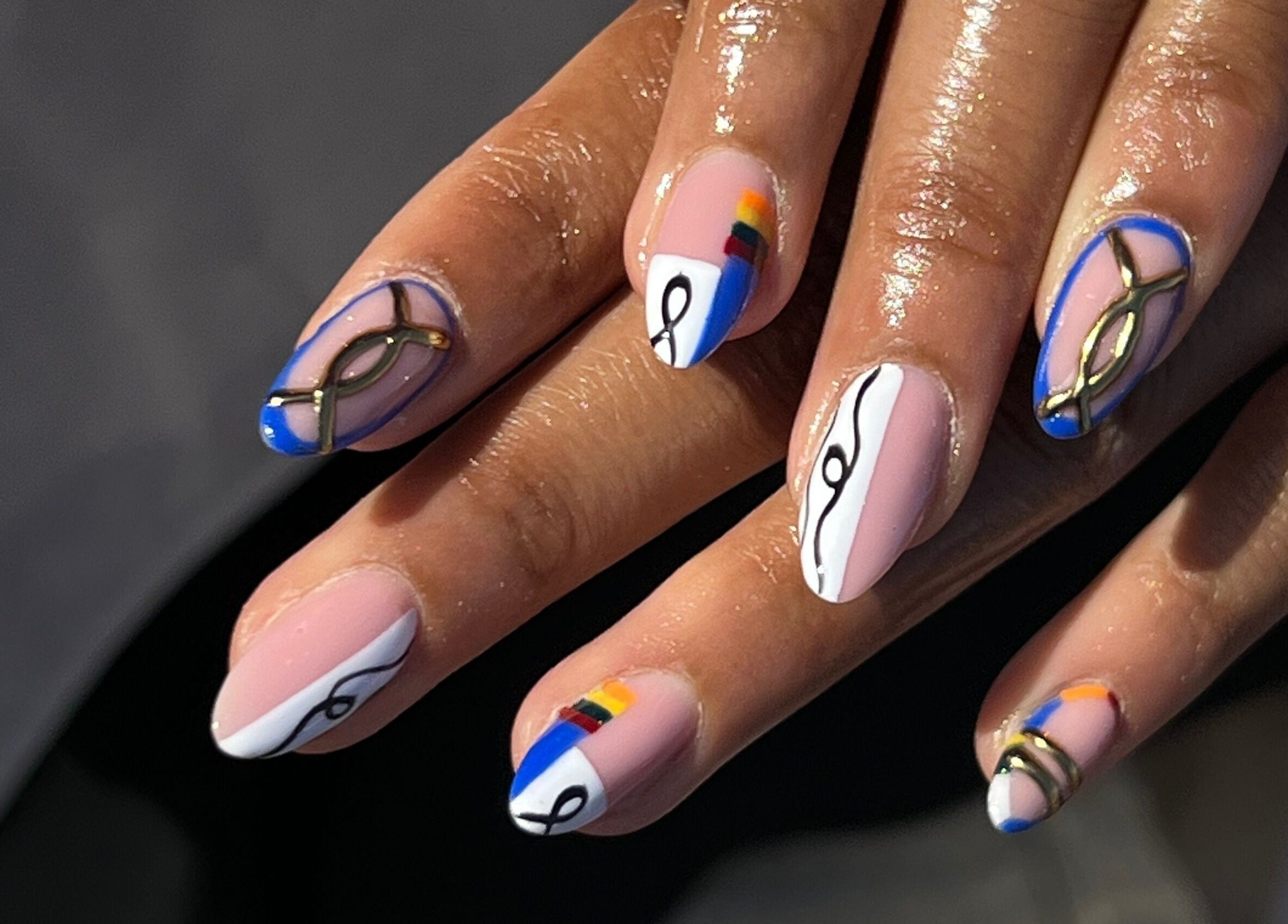 Colorful artistic nail design at ChristianShS, Stockport, England, GB.