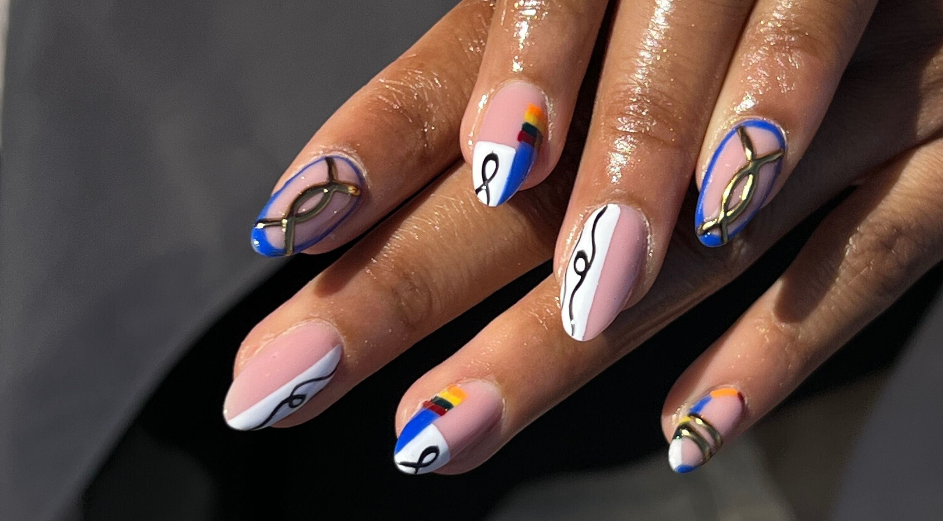 Colorful artistic nail design at ChristianShS, Stockport, England, GB.