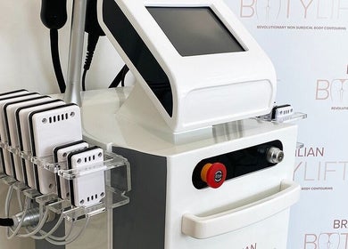 Advanced body contouring machine at Beyond Contour, Yeadon, England, GB for non-surgical beauty treatments.