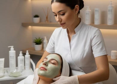 Trattamento viso a Nualè beauty, San Marcellino, Campania, IT, che promuove benessere e rilassamento.