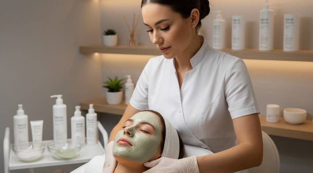 Trattamento viso a Nualè beauty, San Marcellino, Campania, IT, che promuove benessere e rilassamento.