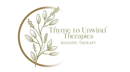 Thyme to Unwind Therapies logo featuring holistic leaf design in Gloucester, England, GB.