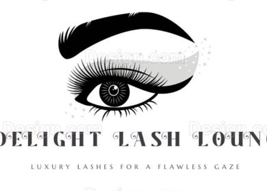 Delight Lash Lounge logo featuring elegant eye design in Lekki, Lagos, NG.
