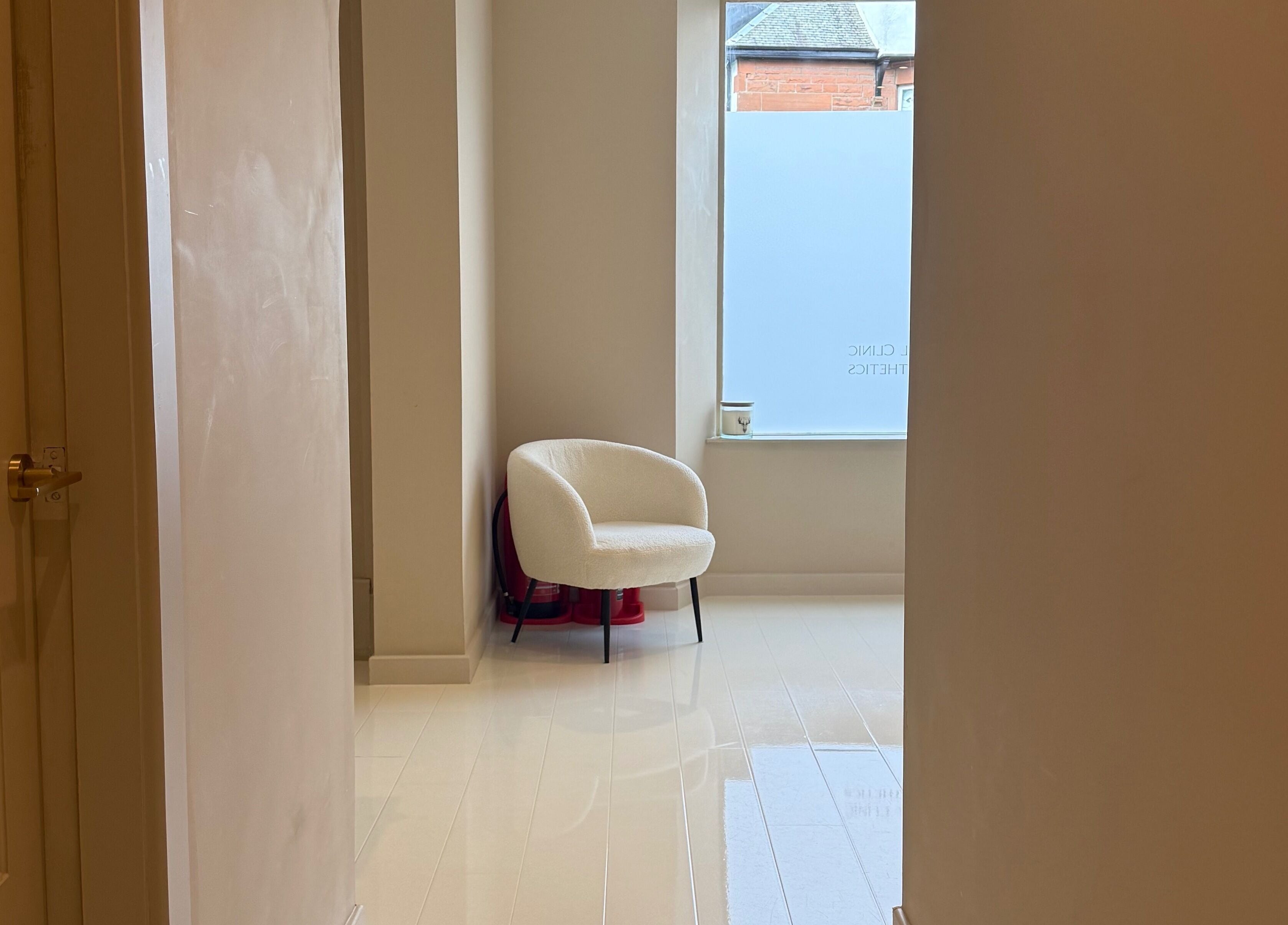 Tranquil seating area at The Orielle Clinic (Glasgow), Clarkston, Scotland, GB showcasing modern decor.