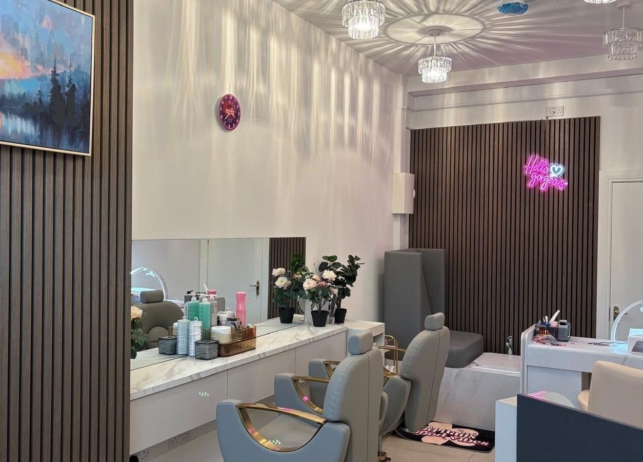 Chic interior of Nail & Brow Bar Mullingar with modern decor and service stations in Mullingar, IE.