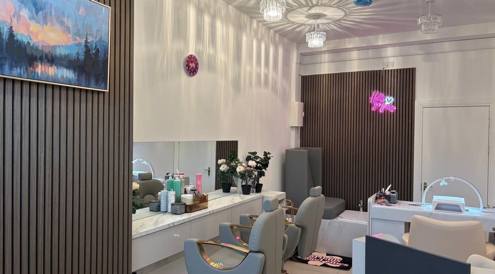 Chic interior of Nail & Brow Bar Mullingar with modern decor and service stations in Mullingar, IE.