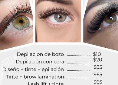 Lash and brow services at Mila lash and brow, Norcross, Georgia, US. Pricing list shown for services offered.