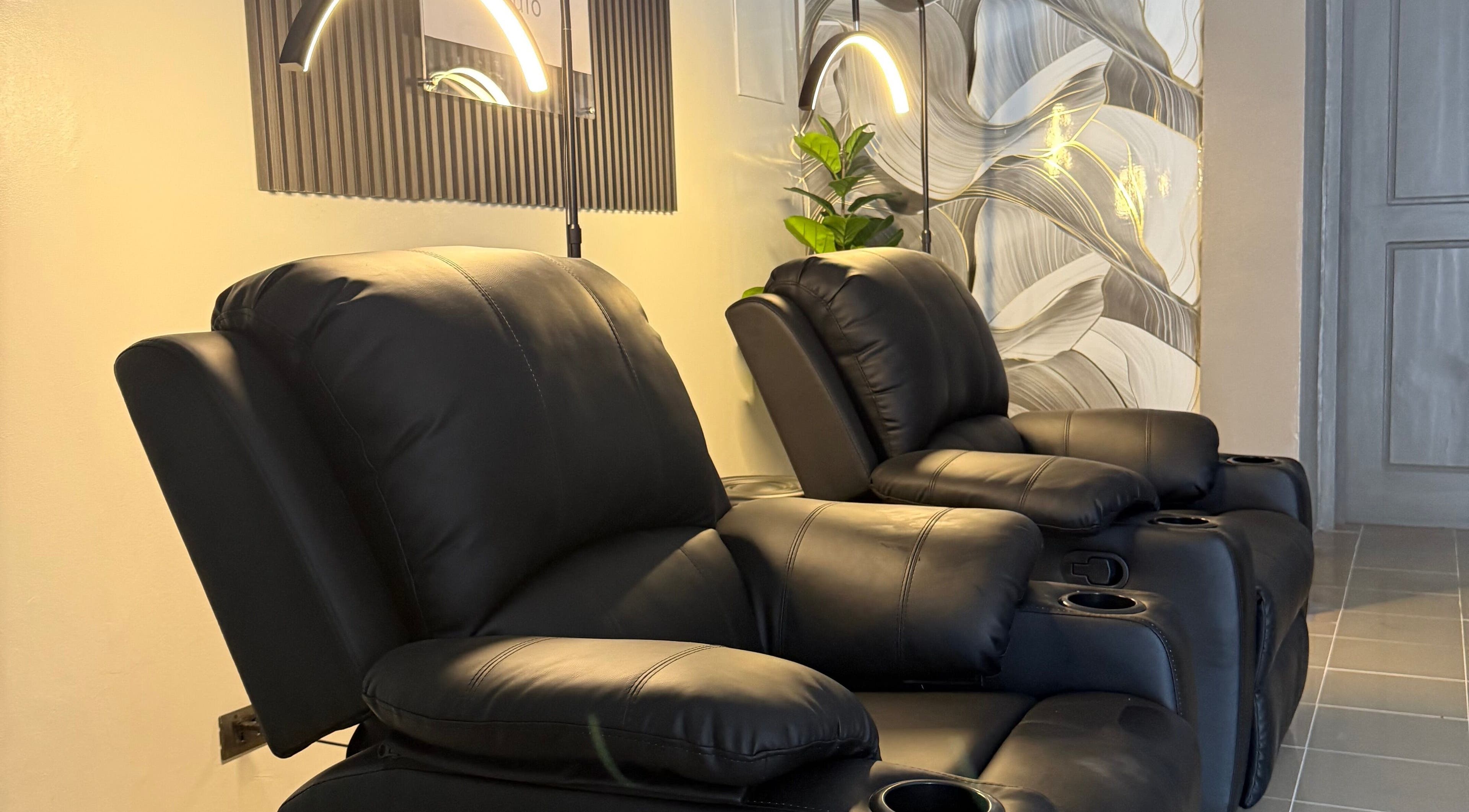 Comfortable recliner chairs at Relash Eyelash Studio, Quezon City, Metro Manila, PH.