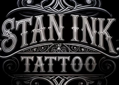 Logo elaborato di Stan Ink Tattoo a Lissone, Lombardia, IT. Design con lettere stilizzate e dettagli artistici.