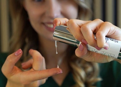 Person applying skincare serum at MC BeautyHouse, Kilcullen, County Kildare, IE.