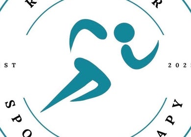Logo of Ryan Moir Sports Therapy, featuring a teal running figure. Located in Westfield, England, GB.