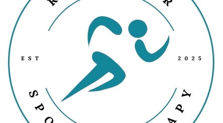 Logo of Ryan Moir Sports Therapy, featuring a teal running figure. Located in Westfield, England, GB.