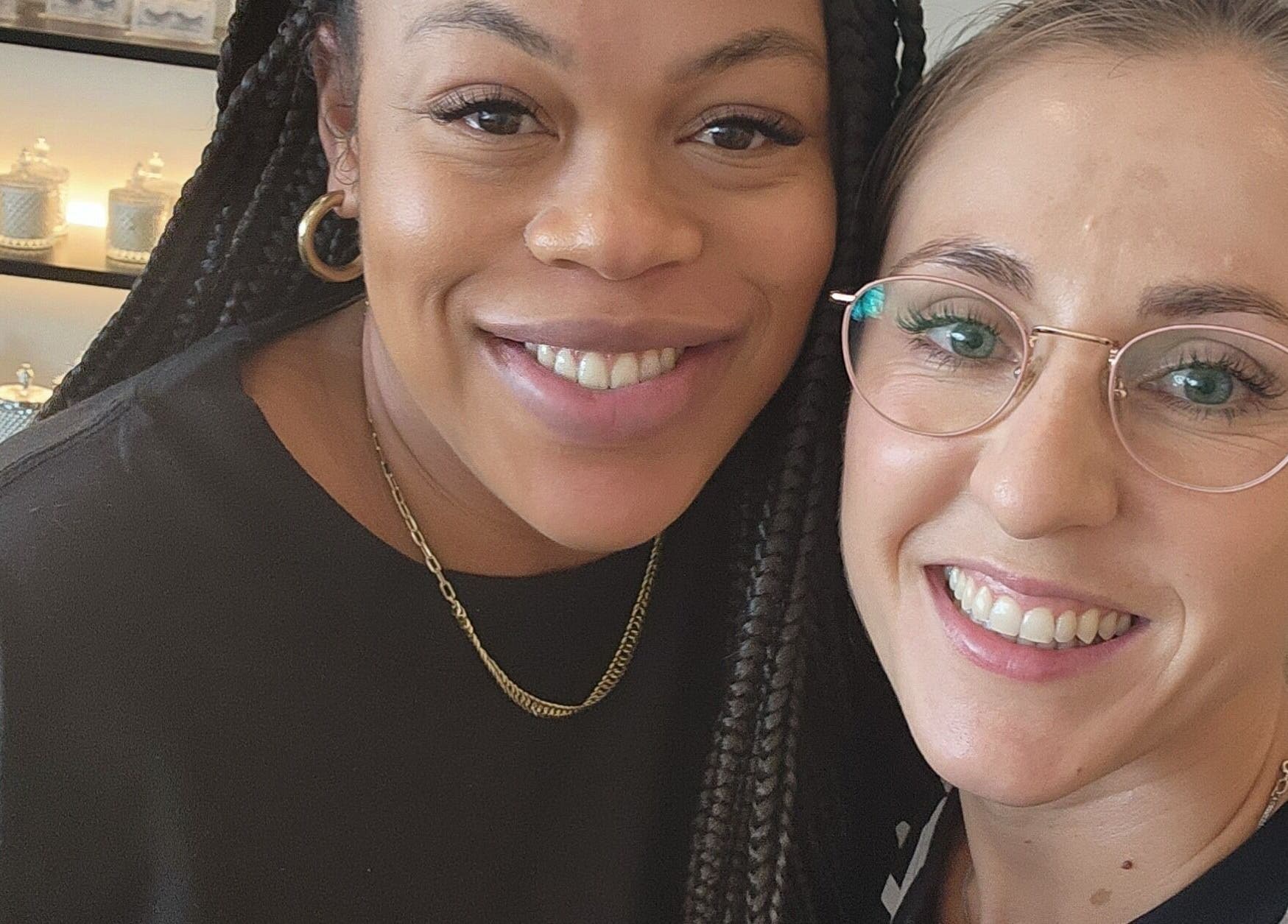 Happy clients at Lashes by Alexa, Miami, Florida, US, showcasing a friendly ambiance.