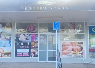 Fufu Beauty Salon外观在奥克兰，新西兰，展示美容和面部护理服务。