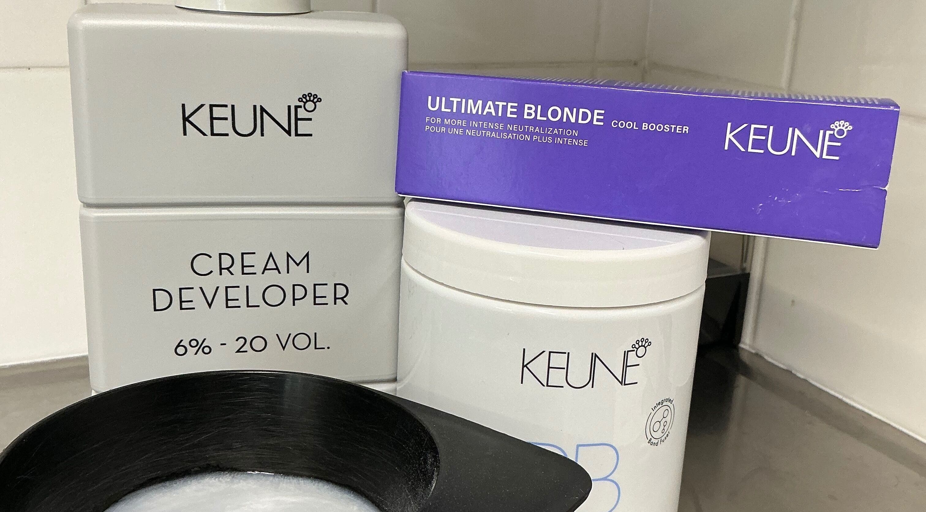 Hair care products at Cedar Heights hair studio, Cust, Canterbury Region, NZ, featuring cream developer.