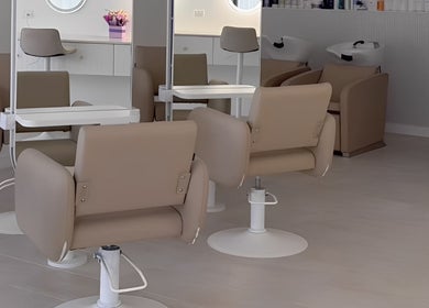 Modern salon chairs at Haute Hair By Shelbie-Marie, Melbourne, Victoria, AU creating a luxurious ambiance.