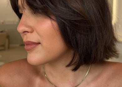 Close-up of trendy bob haircut at Haute Hair By Shelbie-Marie, Melbourne, Victoria, AU.