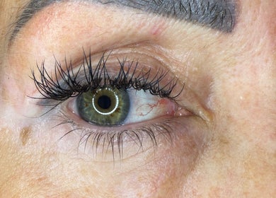 Close-up of lush lashes at Moll Doll Lash Co, Merthyr Tydfil, Wales, GB highlighting beauty service.