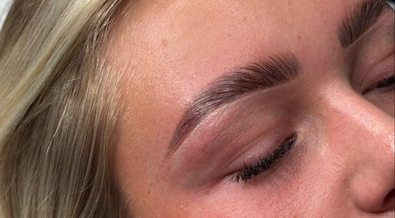 Close-up of expertly styled eyebrows at By Ellie, Hemsworth, England, GB, showcasing detailed beauty craftsmanship.