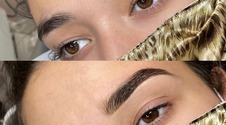 Before and after a brow makeover at Lianne Adora Skin & Brows, Holmfirth, England, GB.