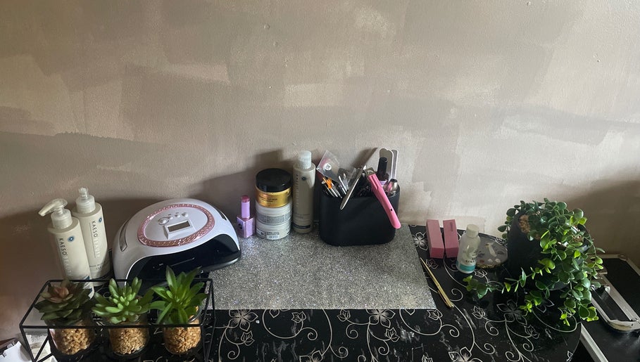 Elegant beauty station at Beauty From The Art By Leigh Hannah, Stoke-on-Trent, England, GB with products and tools.