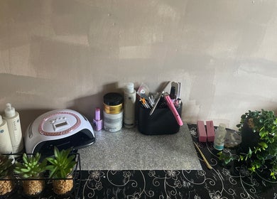Elegant beauty station at Beauty From The Art By Leigh Hannah, Stoke-on-Trent, England, GB with products and tools.
